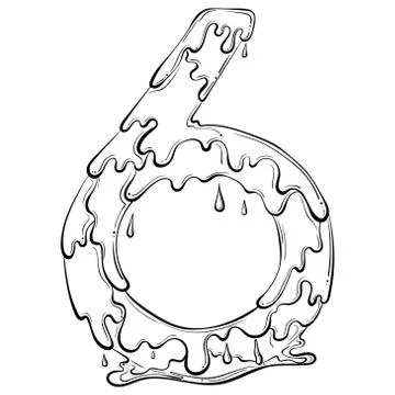 Number 6 with flow drops Stock Illustration