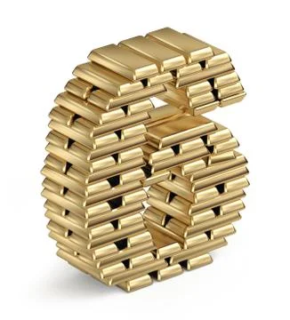 Number 6 from gold bars Ilustración de archivo