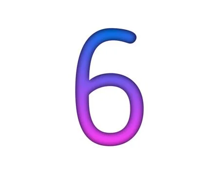 Number 6 gradient blue pink 3d sign symbol on white background Stock Illustration
