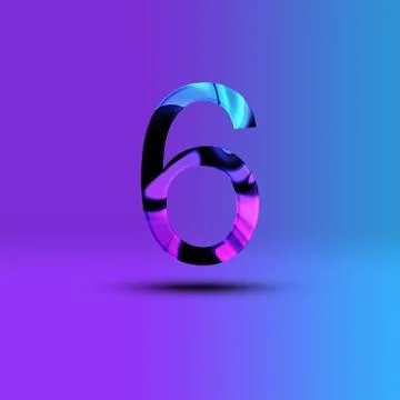 Number 6 illustration . Creative synthwave cyberpunk design elements. Isolate Illustrazione stock