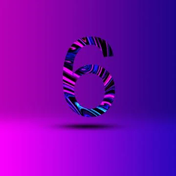 Number 6 illustration . Creative synthwave cyberpunk design elements. Isolate Ilustração Stock