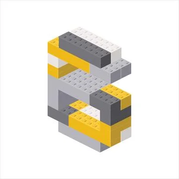 Number 6 in isometric view assembled from plastic blocks. Vector Stock-Illustration