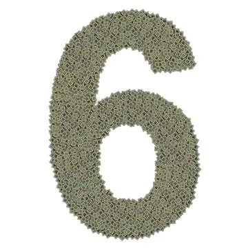 Number 6 made of old and dirty microprocessors Stock Illustration