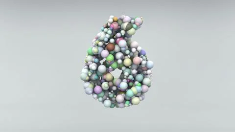 Number 6 made of plastic beads, purple bubbles, isolated on white, 3d render Stock Illustration