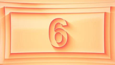Number 6. Minimalistic embossed number with glittering lights. Stock Illustration