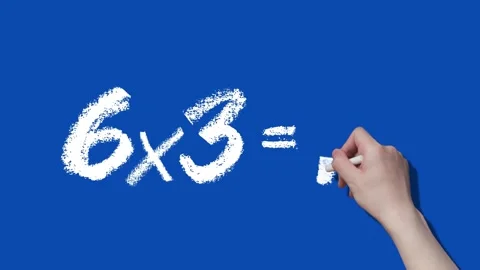 Number 6 Multiplication Table, Handwritten Animation, Blue Background Stock Footage 287846132