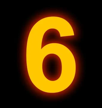 Number 6 neon light full isolated on black Stock Photos