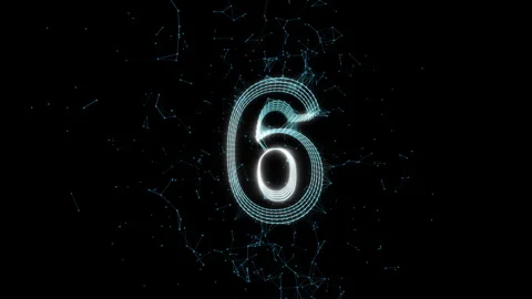 Number 6 Plexus Line And Dots Connection on Dark Background Stock Footage 346114967