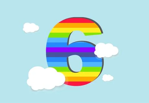 Number 6 Rainbow counting learn object design, abstract rainbow Number for .. Stock Illustration