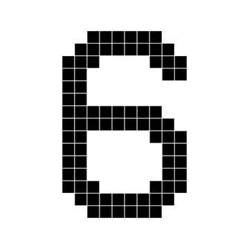 Number 6 six 3d cube pixel shape minecraft 8 bit Stock Illustration