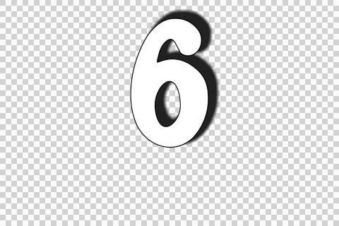 Number 6 on transparent background Illustrazione stock