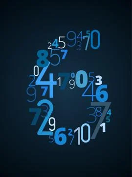 Number 6, vector font from numbers Illustrazione stock