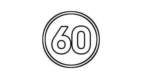 Number 60 animation motion graphics cartoon sign symbol in circle on white Stock Footage 336696645