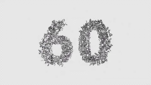 Number 60 Made Of Numbers. 3D Font Number Animation With Alpha Channel Stock Footage 302255694