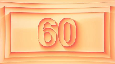 Number 60. Minimalistic embossed number with glittering lights. Stock Illustration