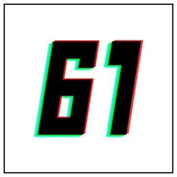 Number 61, sixty one vector desing logo.Dynamic, split-color, shadow of  numb Stock Illustration