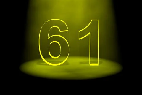 Number 61illuminated with yellow light Stock Illustration