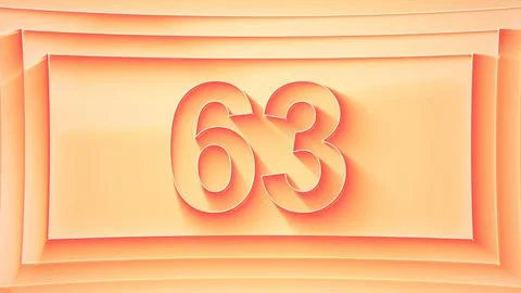 Number 63. Minimalistic embossed number with glittering lights. Stock Illustration