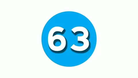 Number 63 sixty three sign symbol animation motion graphics on white Stock Footage 258430104