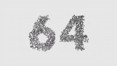 Number 64 Made Of Numbers. 3D Font Number Animation With Alpha Channel Stock Footage 302259826