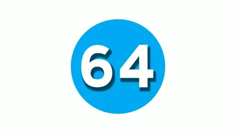 Number 64 sixty four sign symbol animation motion graphics on white circle Stock Footage 258429697