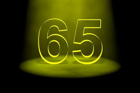 Number 65 illuminated with yellow light Stock Illustration