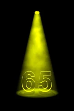 Number 65 illuminated with yellow spotlight Stock Illustration