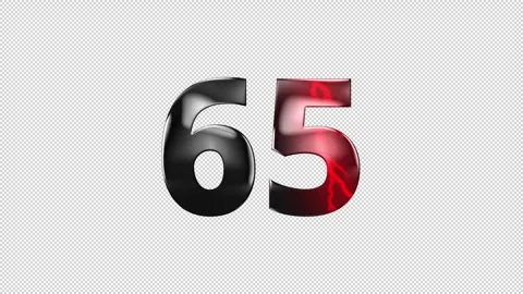 Number 65 with lightning, alpha channel, number sixty five Stock Footage 276387885