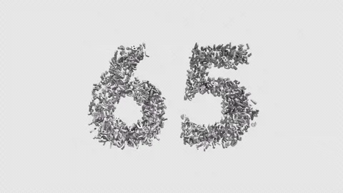 Number 65 Made Of Numbers. 3D Font Number Animation With Alpha Channel Stock Footage 302259829