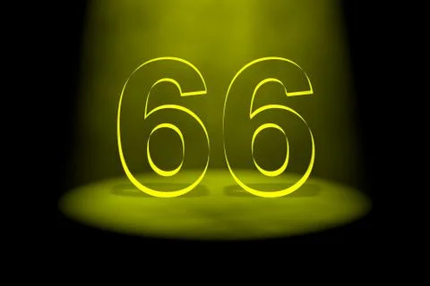 Number 66 illuminated with yellow light Stock Illustration