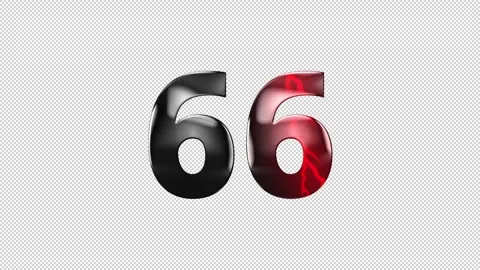 Number 66 with lightning, alpha channel, number sixty six Stock Footage 276387910