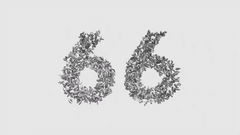Number 66 Made Of Numbers. 3D Font Number Animation With Alpha Channel Stock Footage 302259821