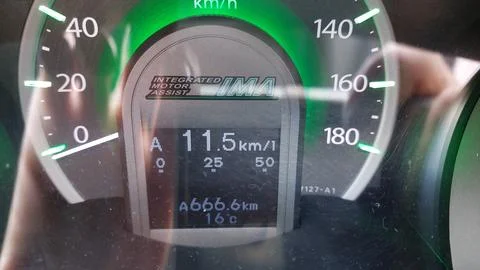 The number 666 of the engine on the speedometer of the car Stock Photos