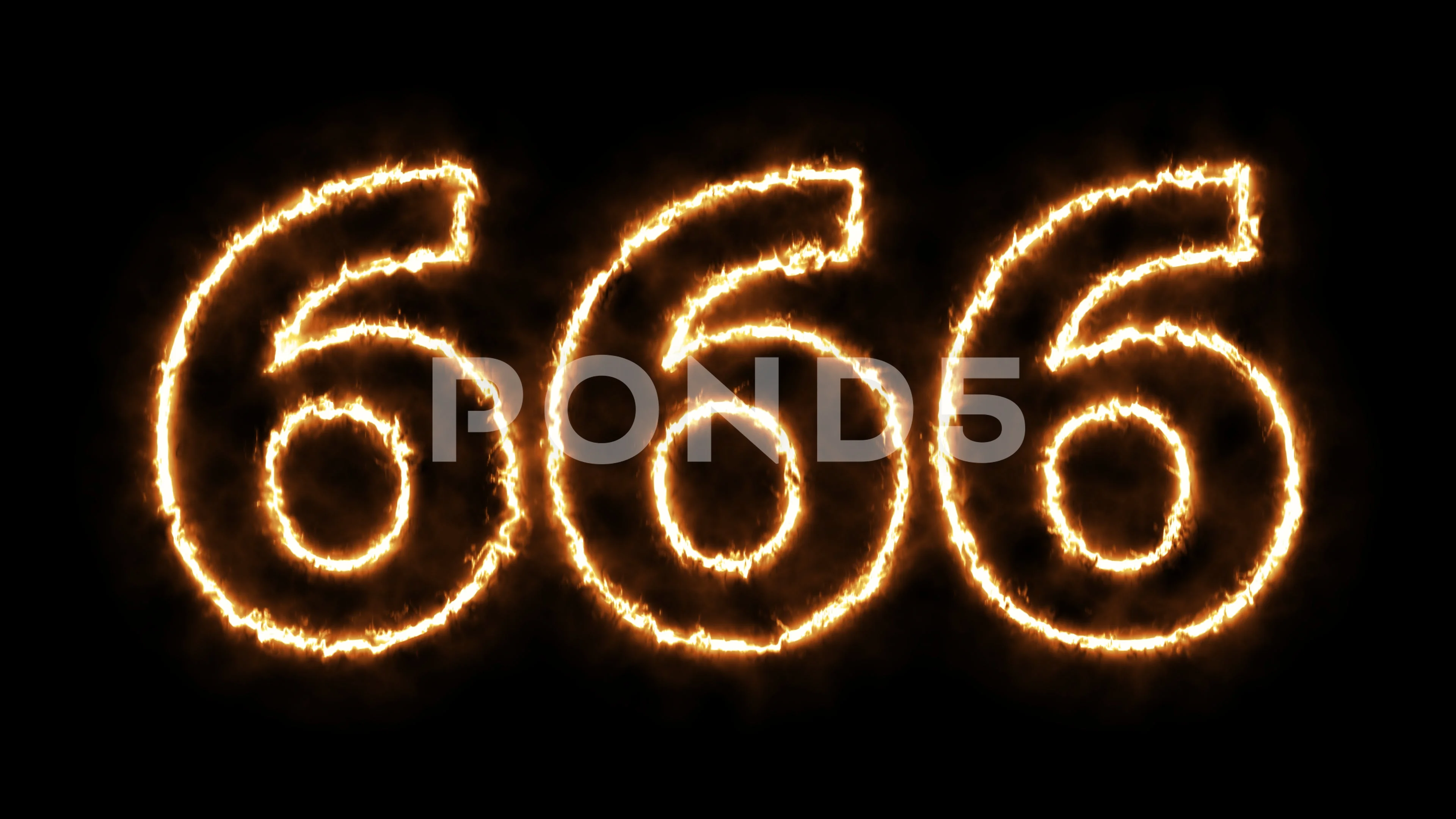 number 666 on fire loop animation. flame... | Stock Video | Pond5