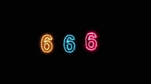 Number 666 on fire loop animation. flame video 4K Stock Footage 163669948