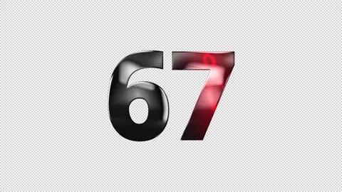 Number 67 with lightning, alpha channel, number sixty seven Stock Footage 276387923