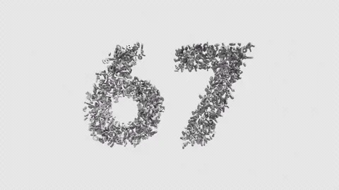 Number 67 Made Of Numbers. 3D Font Number Animation With Alpha Channel Stock Footage 302259820