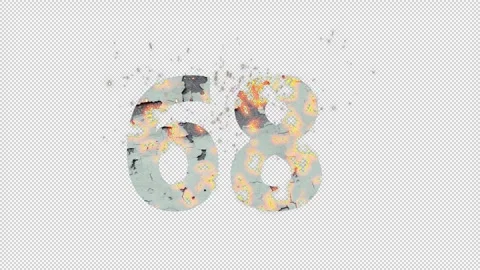 Number 68 from fire and ashes with alpha channel, sixty eight, numberology Stock Footage 269540089