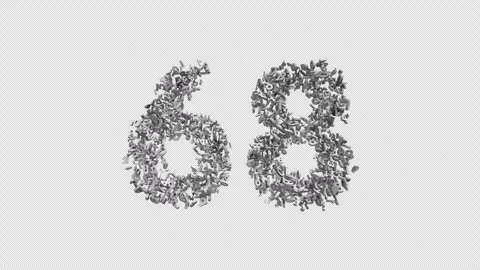 Number 68 Made Of Numbers. 3D Font Number Animation With Alpha Channel Stock Footage 302259825