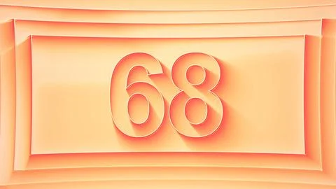 Number 68. Minimalistic embossed number with glittering lights. Stock Illustration