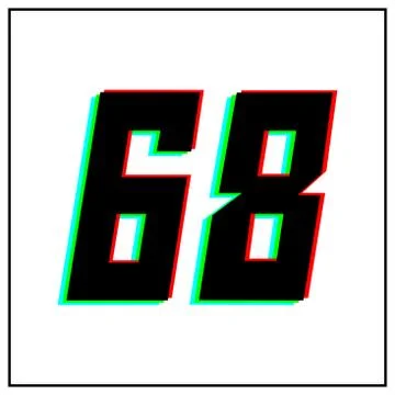 Number 68, sixty eight vector desing logo.Dynamic, split-color, shadow of  nu Stock Illustration