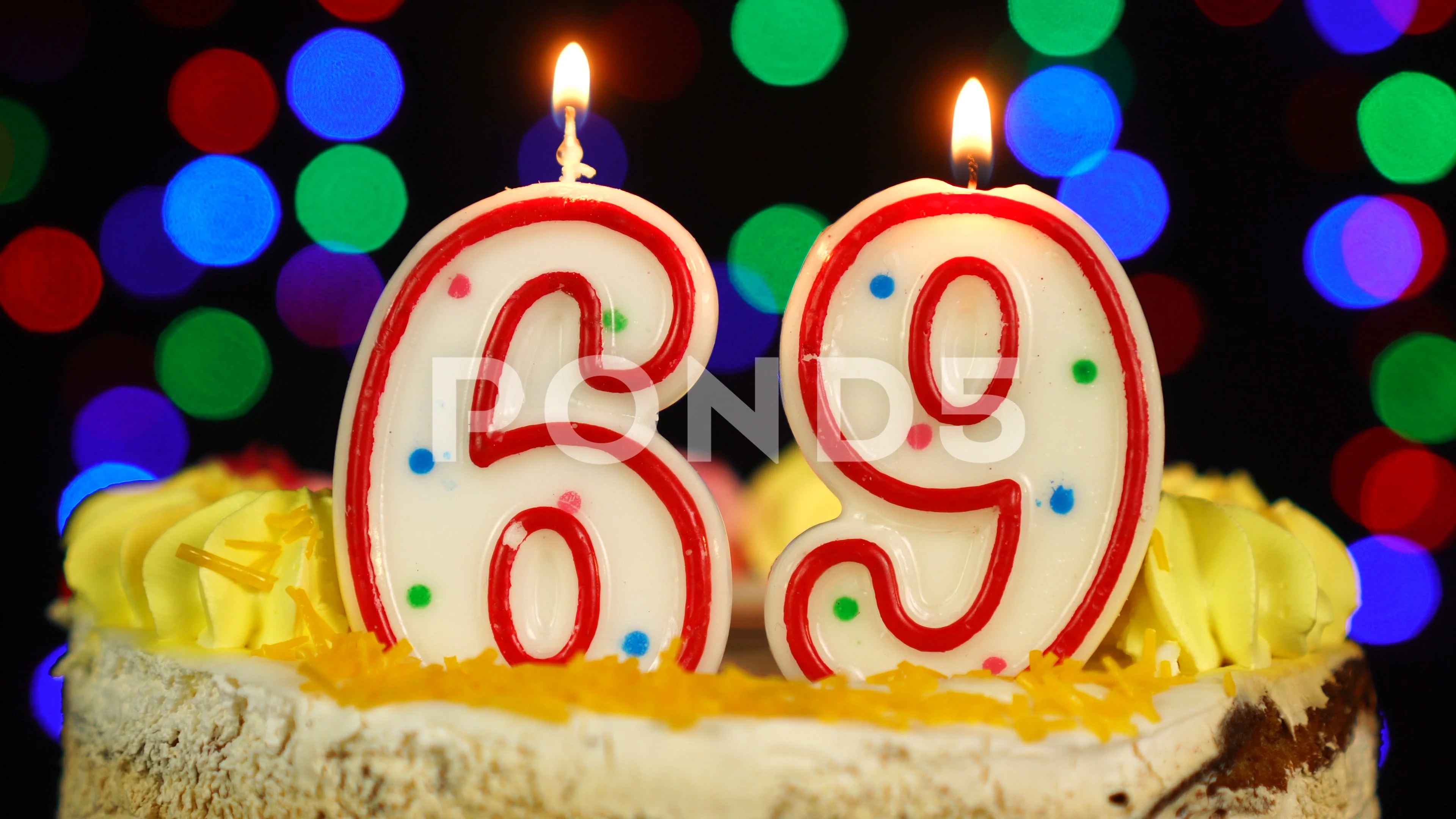 Number 69 Happy Birthday Cake With Burni... | Stock Video | Pond5