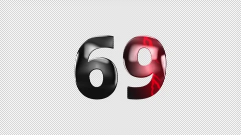 Number 69 with lightning, alpha channel, number sixty nine Stock Footage 276387961