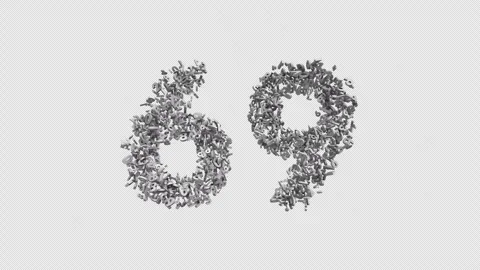Number 69 Made Of Numbers. 3D Font Number Animation With Alpha Channel Stock Footage 302260047