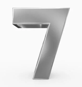 Number 7 3d cubic silver isolated on white Stock Illustration