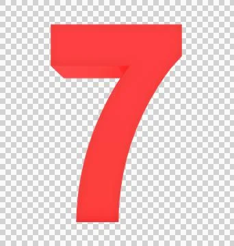 Number 7 3d red isolated on white - 3d rendering Illustrazione stock