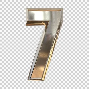 Number 7 3D Render of Old Steel Rough Material Stock Illustration