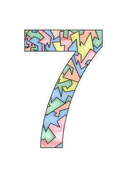 Number 7 for ad design or text with stained glass style Stock Illustration