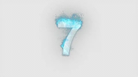 Number 7 in blue fire with alpha channel, number seven Stock Footage 264626166