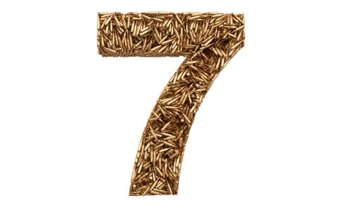 Number 7 from bullets, 3D rendering Illustrazione stock